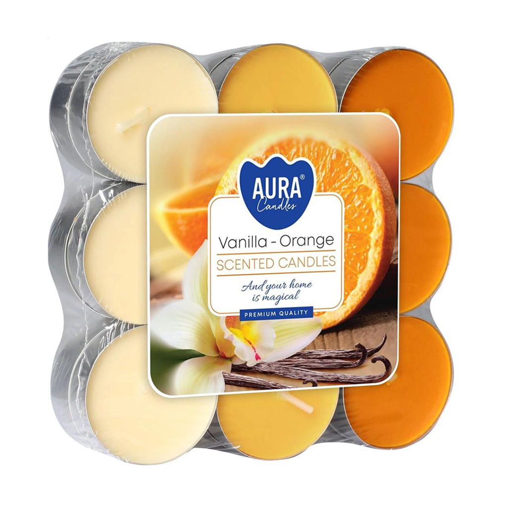 Ароматична свічка Bispol Scented Candle Aura Vanilla Orange, 18 шт (p15-37)